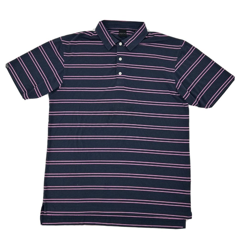 Dunning Shirt Men's Blue Pink Stripes XL Short Sleeve‎ Polo Golf